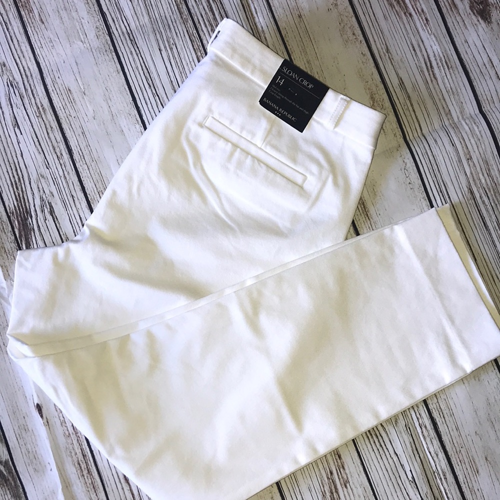 Banana Republic Women’s Crisp White Sloan Crop NWT 14
